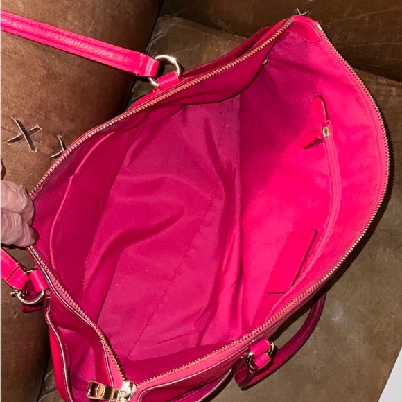 Coach Hot Pink Pebbled Leather Tote With Gold-Tone Hardware Accents Authentic - Picture 16 of 16